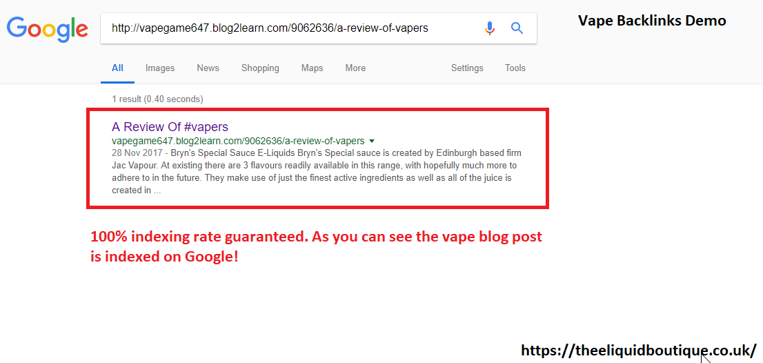 High Competition Vape Backlinks Package