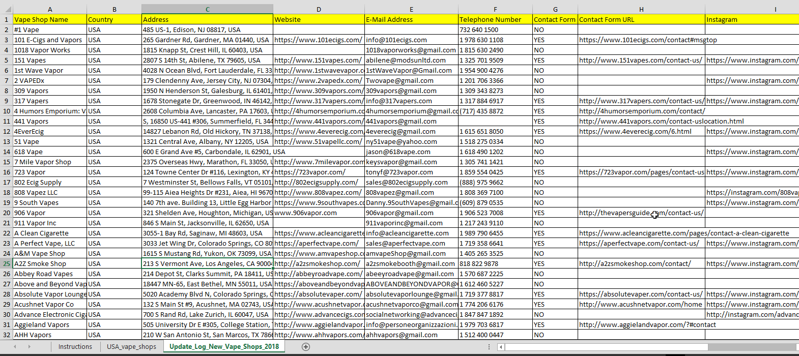 USA Vape Store Database
